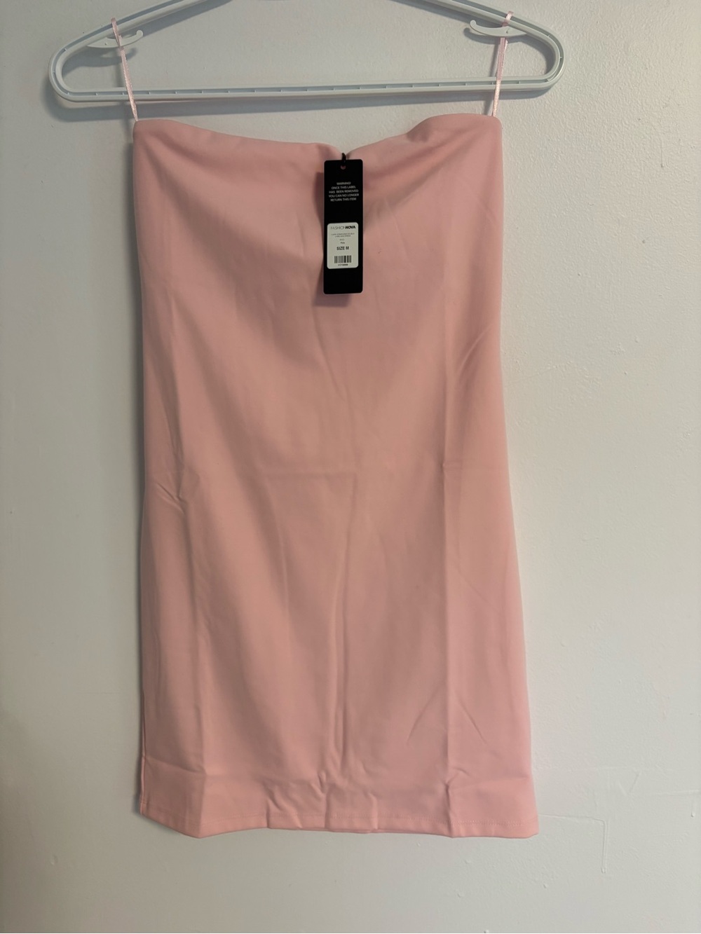 Fashion Nova Strapless Mini Dress in Light Pink